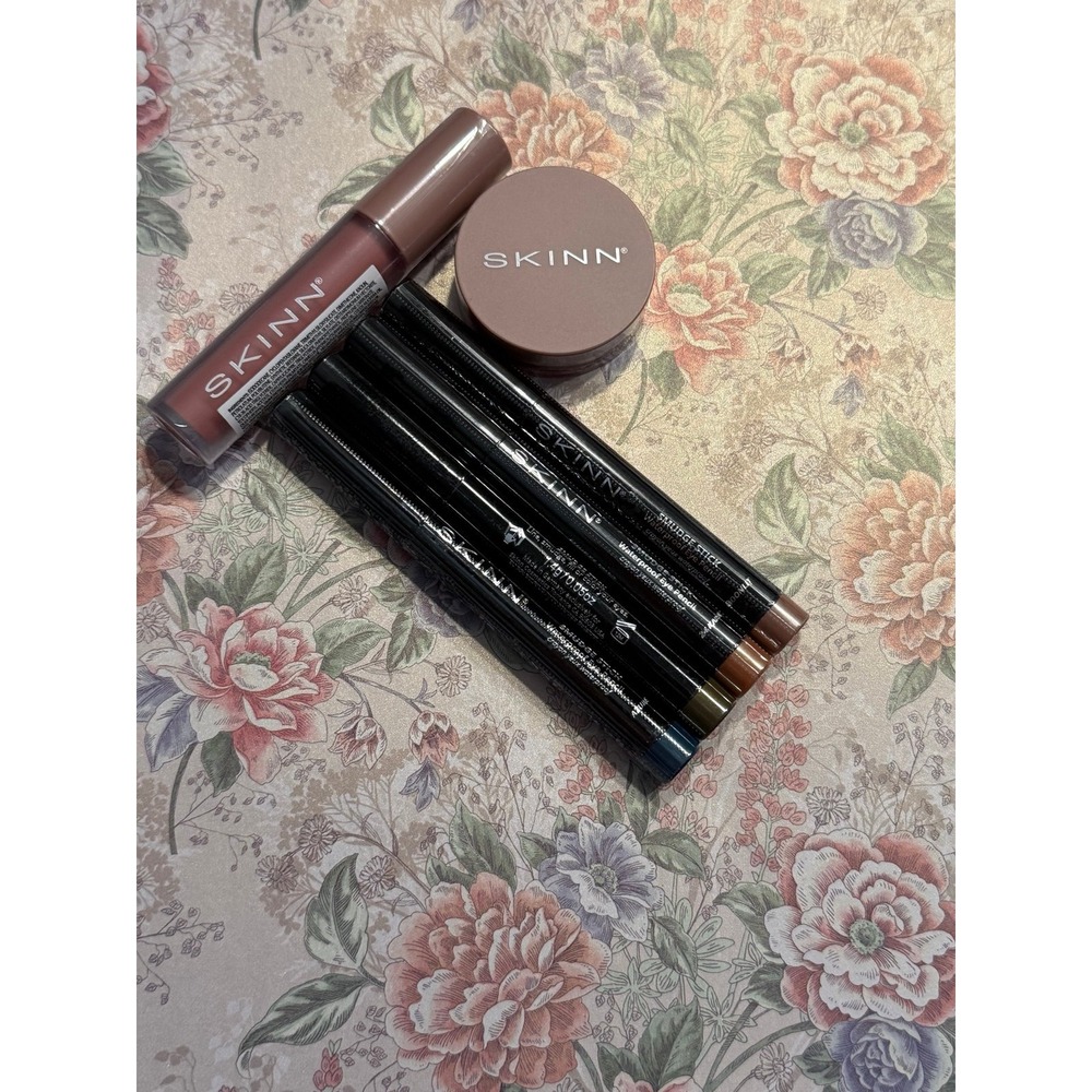 SKINN Smudge Stick Waterproof Eye Pencil Set, lip tint and velvet lip. (6) item